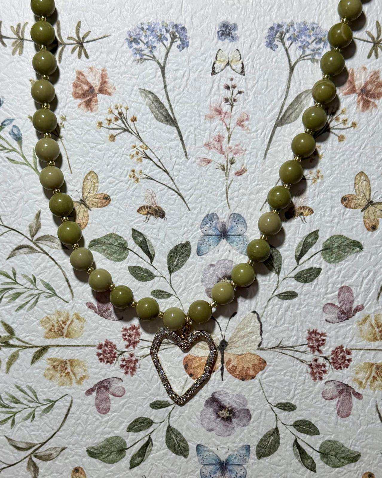 Olive Heart Necklace